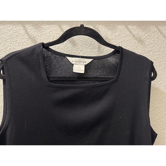 Exclusively Misook Jet Black Square Neck Sleeveless Tank Shirt XL - Picture 3 of 3